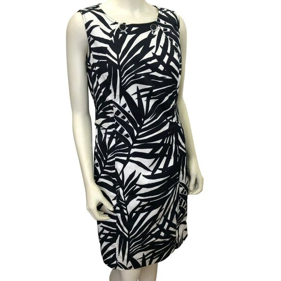 ALFANI SHEATH BLACK & WHITE SLEEVELESS‎ DRESS SIZE 10 - Picture 1 of 7
